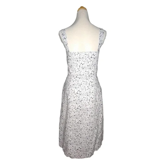 Gap White Grey Black Floral Linen Bib Front Button Down Dress w Pockets 16 Tall - Picture 6 of 9